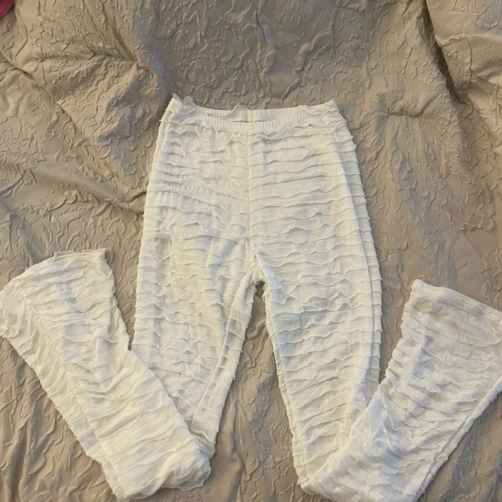 White Textured Leggings